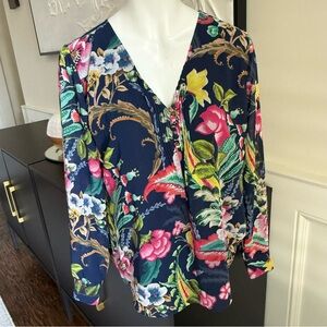 Soft Surroundings Navy Floral Blouse‎